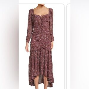 Astr The Label Athena Ruched Ditsy Floral Midi Dress Size S